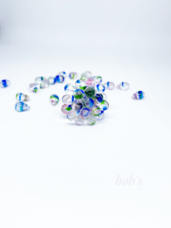 glass beads ring*multicolored 6枚目の画像
