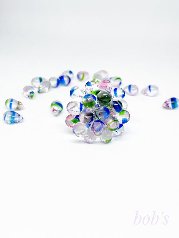 glass beads ring*multicolored 1枚目の画像