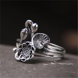 925シルバー文芸ヴィンテージリング レディース蓮華リング 蓮華名入れ