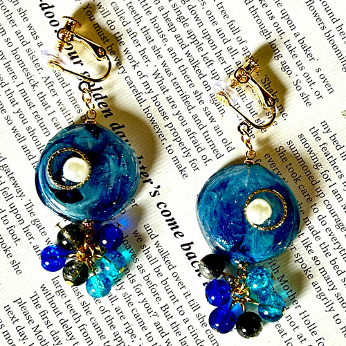 Sparkle-青の化石-【レジンアクセサリー レジンイヤリング