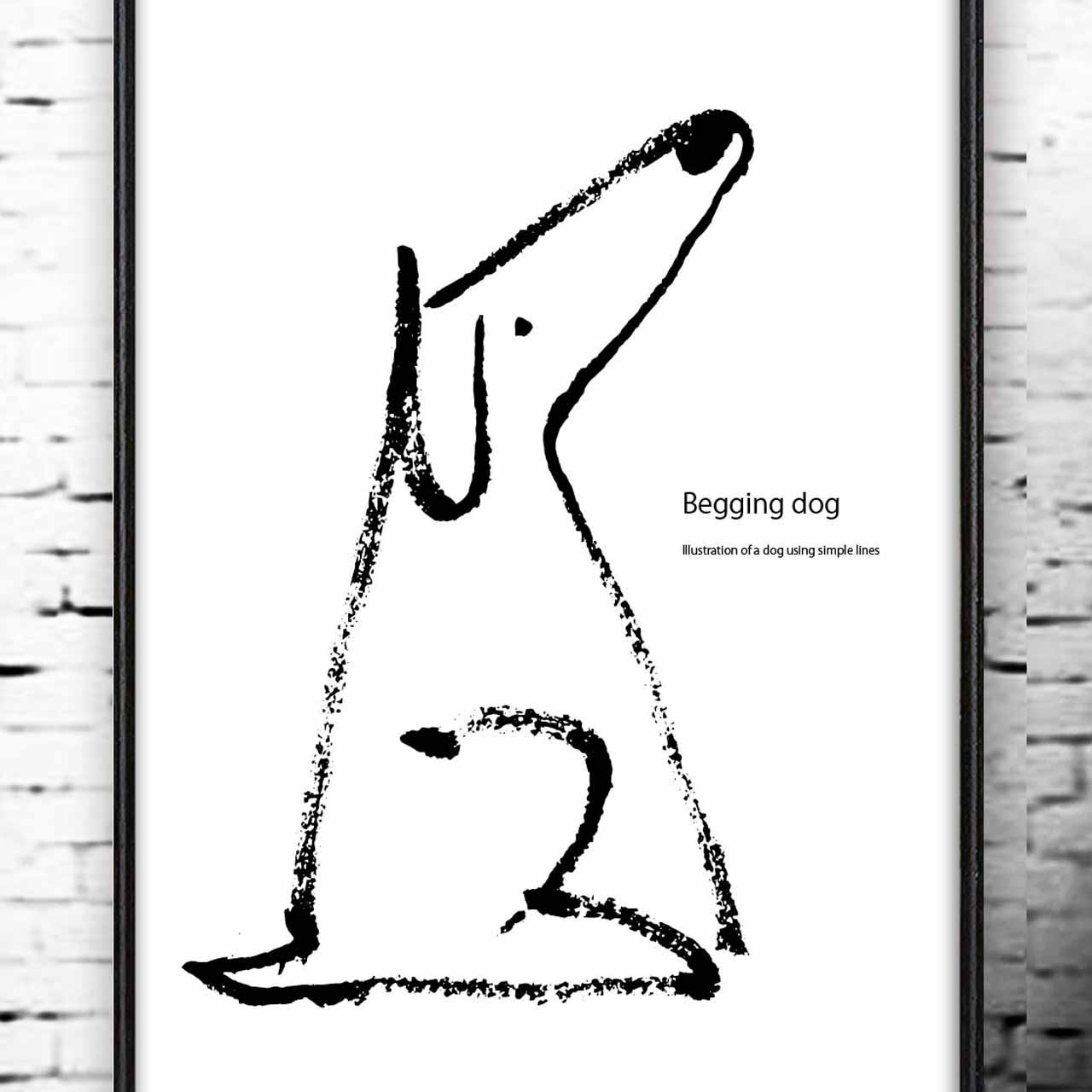 おねだりする犬　イラスト　ポスター　A4 A3 A2 A1　アートポスター　（アート　sei　新着順）検索　1461