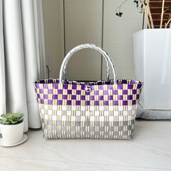 WOVEN チェック柄 かごバッグ パープル系その他 WOVEN チェック柄 かごバッグ パープル系その他 週末特別値下げ中！