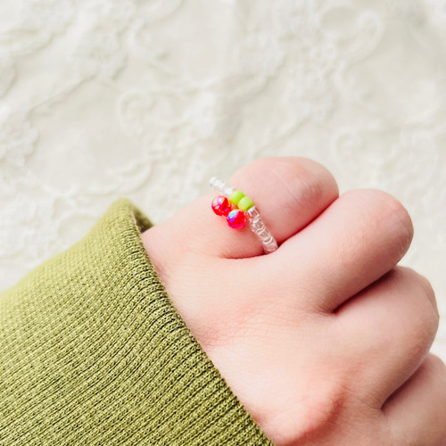 ビーズリング*さくらんぼ*チェリー 指輪・リング Clear 通販 16016081