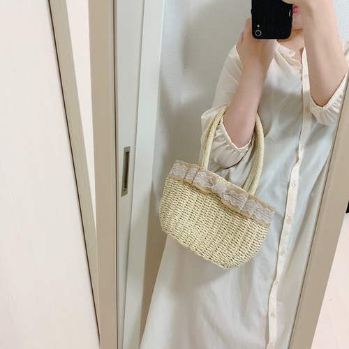 カゴバック かごバッグ 大人 上品 大人可愛い リボン 上品