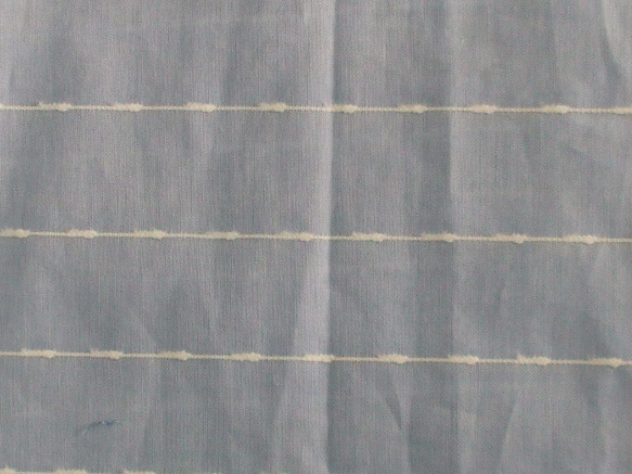 水色地×白コードボーダー スタンドカラーオーバーサイズフレンチスリーブプルオーバー M~LLサイズ 綿素材 受注生産 8枚目の画像