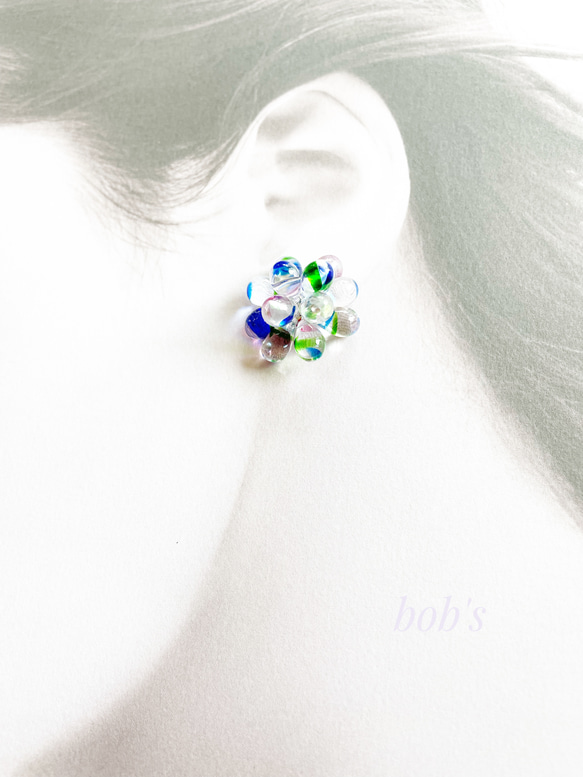 glass beads  pierce/earring*multicolored 2枚目の画像