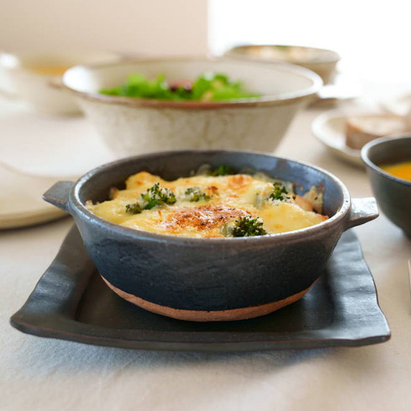 【予約販売】グラタン皿　コンロにかけられる直火OK！土鍋　トースター、グリル、電子レンジOK(IH不可) 2枚目の画像