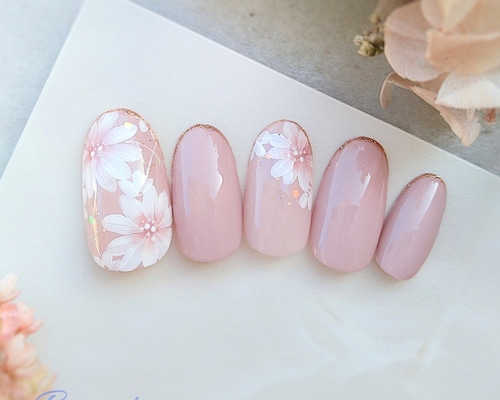 【オーダー】お花ネイル お花のネイル☆記念日の為のフラワーアート🌹 お客様の幸せな
