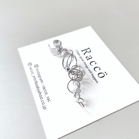 entangled wire earcuff (水晶) 片耳 ステンレス イヤーカフ 4枚目の画像
