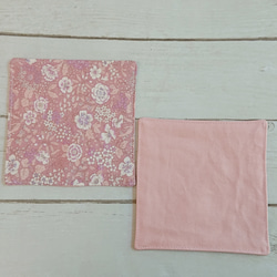 送料無料*くすみペールピンク小花柄*ちょっと大きめ布コースター2枚セット 3枚目の画像