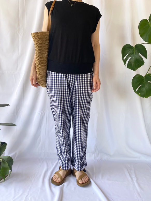 ギンガムチェックのベイカーパンツ(レディースM L LL・メンズS M L