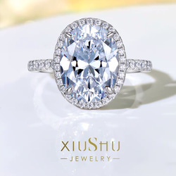 6カラット オーバル 高炭素ダイヤモンド キラキラ ゴージャス ヘイローリング シンプル ホワイト 白 婚約指輪 8枚目の画像