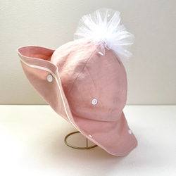 【ベビーキッズ帽子　名入れ対応】おしゃれで可愛いマリンコーデ♡桜ピンクのセーラーハット水兵帽 10枚目の画像