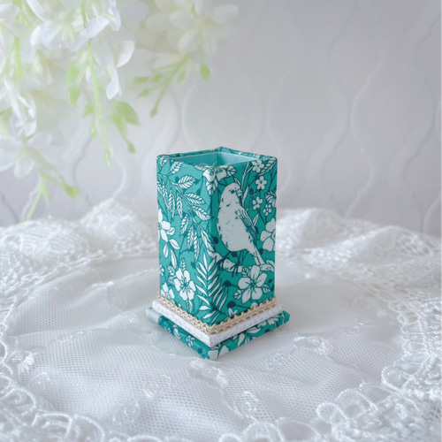 印鑑スタンド/小鳥柄/カルトナージュ/シャチハタスタンド その他  