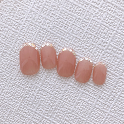 エレガントなガラスフレンチ♡  フレンチ　スキンカラー　くすみピンク　ネイル　上品　ワンカラー　シンプル　ブライダル　 3枚目の画像