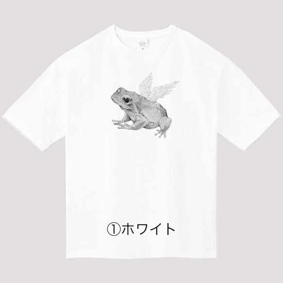 選べる７色 ◆ 飛べるアマガエルくんのビッグシルエットTシャツ 4枚目の画像