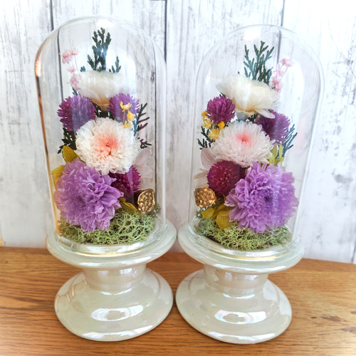 プリザーブドフラワー お供え花 ガラスドーム入り ～華～ プリザーブド