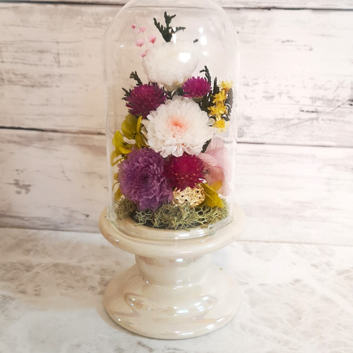プリザーブドフラワー お供え花 ガラスドーム入り ～華～ プリザーブド