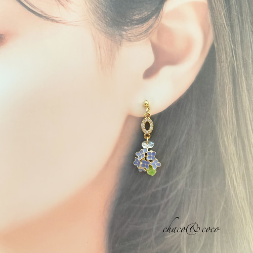✨✨紫陽花カラー　ピアリングチャーム　ピアス✨✨ 再販！紫陽花（パープル系）チャームのイヤリング/ピアスG