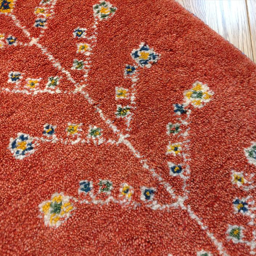 ペルシャ ギャッベ 玄関マット 44x58.5cm アイボリー グレー 生命の木
