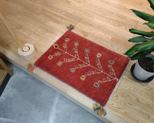 ペルシャ　ギャッベ ミニマット 39×44.5 アイボリー　ザクロの木 のびのび様専用】ペルシャギャッベ ミニマット2枚セット（横43.5