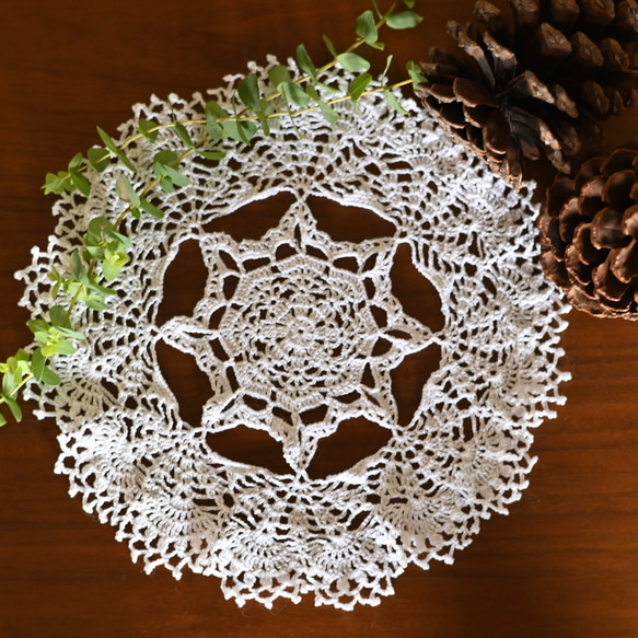 ハンドメイド レース編み ドイリー ハンドメイド＊レース編みドイリーNo.7 その他インテリア雑貨