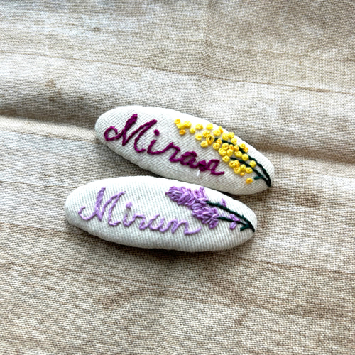 お名前入り】刺繍 パッチンピン 2本セット ヘアピン Maaa-made 通販 