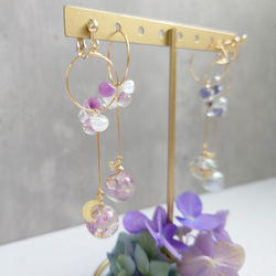 珠紫陽花 Hydrangea＆DropBeads Pale purple【イヤリング・ピアス】・初販5点まで送料無料 10枚目の画像