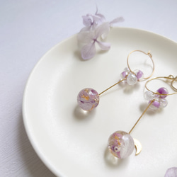 珠紫陽花 Hydrangea＆DropBeads Pale purple【イヤリング・ピアス】・初販5点まで送料無料 5枚目の画像