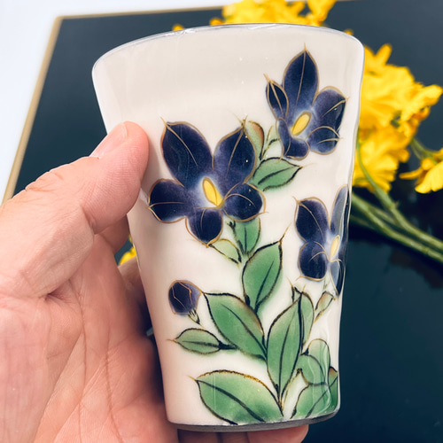 京焼 清水焼 陶あん 色絵付け 花器 c-2 陶芸