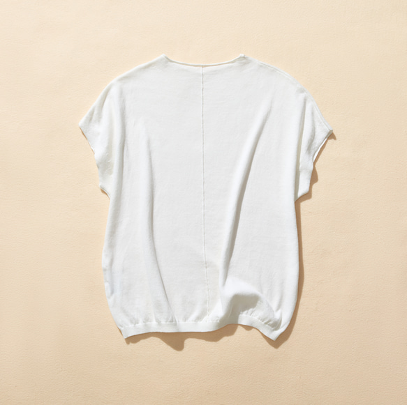 時尚夏季針織衫，可休閒穿著，薄型 100% 棉，白色 230602-1 第7張的照片