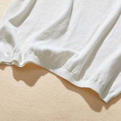 時尚夏季針織衫，可休閒穿著，薄型 100% 棉，白色 230602-1 第4張的照片