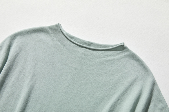 休閒時尚夏季針織衫，薄型100%棉，淡藍綠色 230602-2 第2張的照片