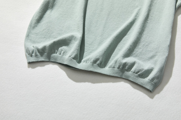 休閒時尚夏季針織衫，薄型100%棉，淡藍綠色 230602-2 第4張的照片