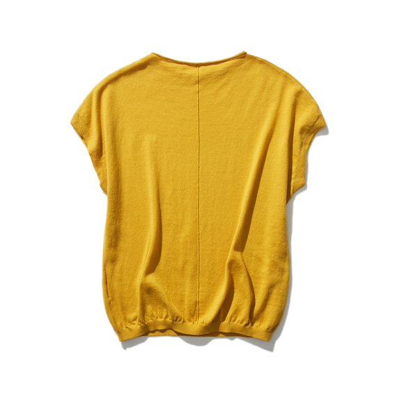 可以休閒穿的時尚夏季針織衫，薄款100%棉，溫暖的深黃色230602-3 第7張的照片