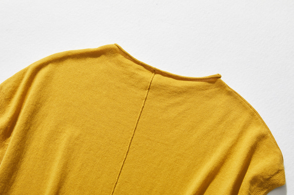 可以休閒穿的時尚夏季針織衫，薄款100%棉，溫暖的深黃色230602-3 第6張的照片