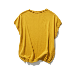 可以休閒穿的時尚夏季針織衫，薄款100%棉，溫暖的深黃色230602-3 第1張的照片