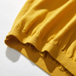 可以休閒穿的時尚夏季針織衫，薄款100%棉，溫暖的深黃色230602-3 第5張的照片