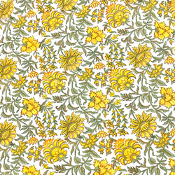 【50cm單位】白色黃橙花印度手工版畫布料紡織棉 第4張的照片