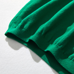ラフに着られてきちんとお洒落なサマーニット　薄手　コットン100％　鮮やかな緑　230602-5 5枚目の画像