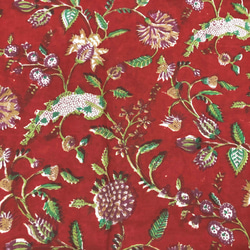 [50公分單位]紅白栗色花朵印度手工版畫布料紡織棉 第3張的照片