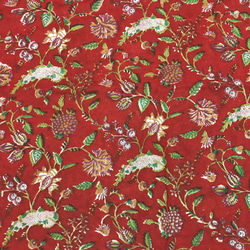 [50公分單位]紅白栗色花朵印度手工版畫布料紡織棉 第4張的照片
