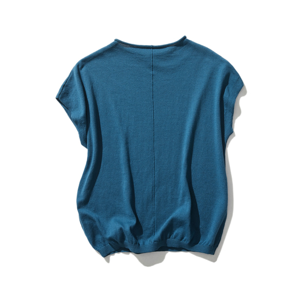 可休閒穿著的時尚夏季針織衫，薄型100%棉，深藍色 230602-6 第7張的照片