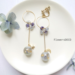 Hydrangea＆DropBeads Pale purple【ピアスorイヤリング・ネックレス】送料無料 3枚目の画像