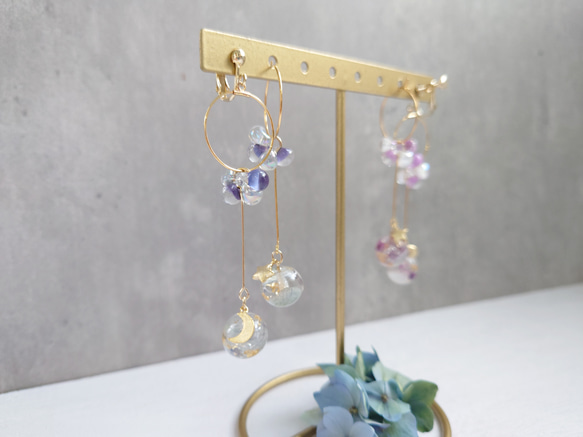 Hydrangea＆DropBeads Pale purple【ピアスorイヤリング・ネックレス】送料無料 15枚目の画像