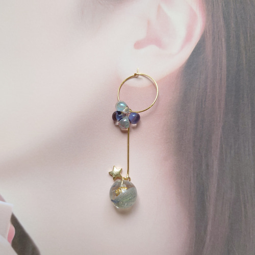 Hydrangea＆DropBeads Pale purple【ピアスorイヤリング