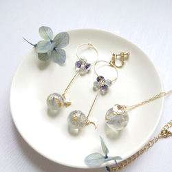 Hydrangea＆DropBeads Pale purple【ピアスorイヤリング・ネックレス】送料無料 6枚目の画像