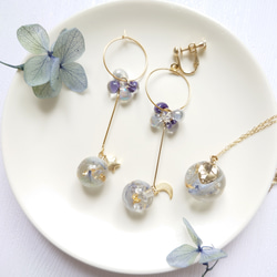 Hydrangea＆DropBeads Pale purple【ピアスorイヤリング・ネックレス】送料無料 8枚目の画像