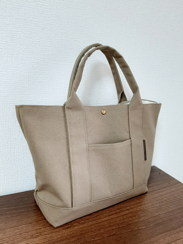 迦蓮　トートバッグ　ハンドメイド　ベージュ×ブラウン　ベルト付き 楽天市場】【ブラン・クチュール】トートバッグ キャンバス S