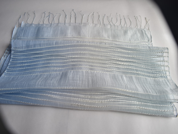 シルクとコットンの透かし織りストール「ヒヤシンスブルー～オーキッドミスト」 8枚目の画像